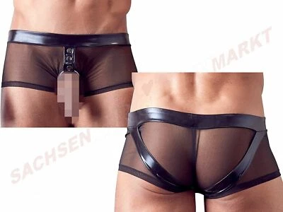 Herren Pants Power Net C-Ring Wetlook Erotik Short Boxershort Jock Ouvert Latex - Bild 1 von 4