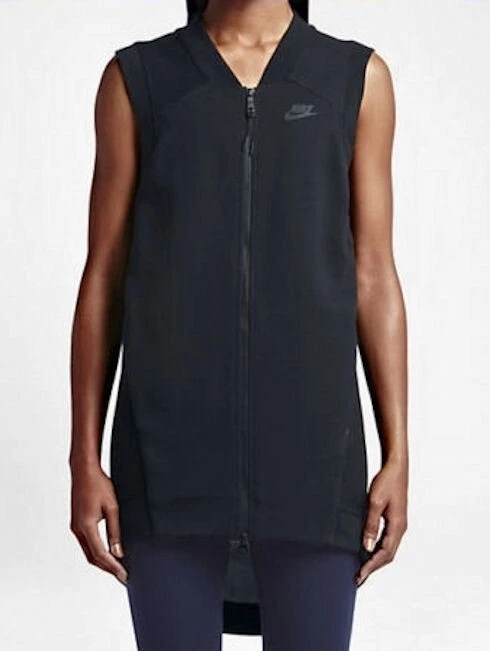 Nike Black Tech Fleece Zip up Cocoon Sweatshirt Vest Womens Small