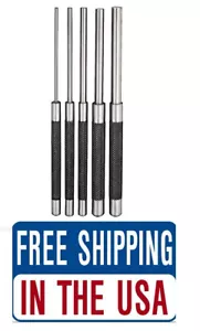 5 piece Long Drive Punch Set 1/8" 3/16" 1/4" 5/16" 3/8" Knurled Handle Carbon St - Picture 1 of 1