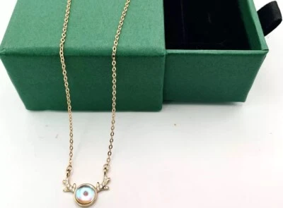 925纯银鹿角项链,镀玫瑰金,18 英寸可调节  — 第 1/2 张图片