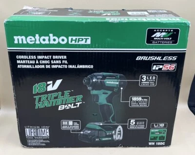 METABO HPT 18V CORDLESS TRIPLE HAMMER IMPACT DRIVER 2AH BATTERIES KI (MVP030385) - Image 1 of 4
