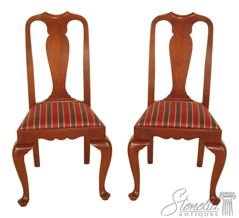 L46395: Pair HENKEL HARRIS Model #109 Solid Cherry Dining Room Side Chairs Cover