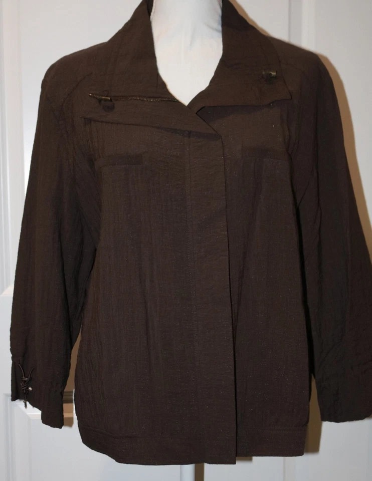 Chaqueta Blazer XL Opciones Marrón Forrado Manga 3/4 Cremallera Cuello Frontal Mezcla Poliéster Foto 1 de 1