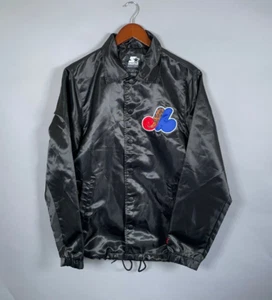 Starter Black Label Montreal Expos Satin Jacket Adult Small Cheetah Snap Button - Picture 1 of 16