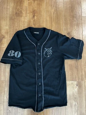 Camisa The Hundreds Para Hombre Grande Béisbol Abotonada Manga Corta Bomba Negra  Foto 1 de 4