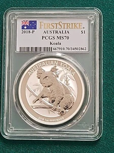 2018-P PCGS MS70 First Strike Australia Koala. Flag Label. Brilliant White. - Picture 1 of 4