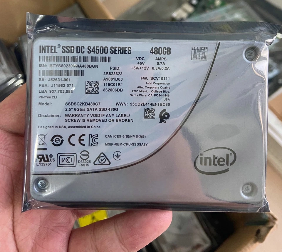 INTEL DC S4500 SERIES 480GB SATA 6Gb/s 2.5" SOLID STATE DRIVE SSDSC2KB480G7 - Image 1 of 1