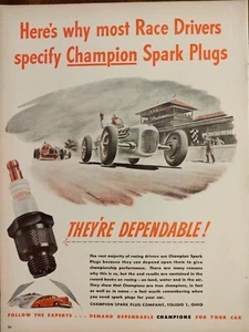 Anuncio impreso de bujía campeón de colección 1946. Coche de carreras Indy - Imagen 1 de 1