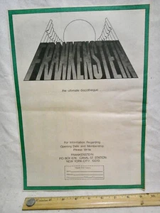 NYC oscuro tema extraño GAY BAR 1975 ¿nunca terminado? FRANKENSTEIN disco AD - Imagen 1 de 3