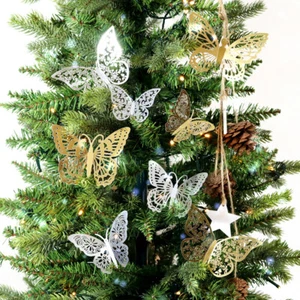 12Pcs Christmas Tree Xmas Butterfly Decorations Baubles Party Wedding Ornament A - Picture 1 of 10