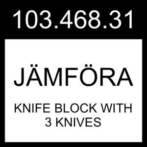 IKEA JÄMFÖRA Knife Block With 3 Knives Black 103.468.31 - Picture 1 of 1