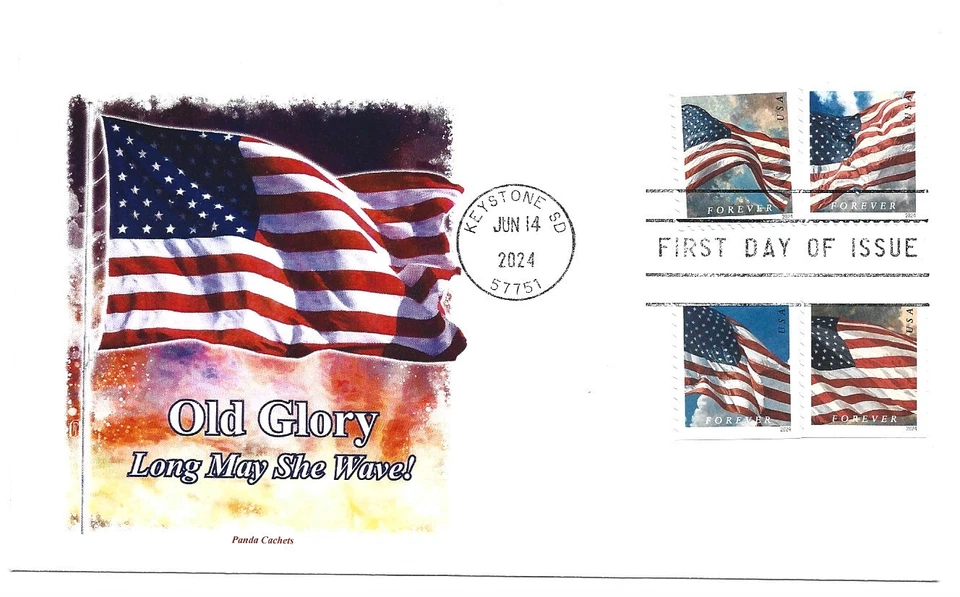 5883-86 U S Flags APU booklet set of 4 on one Panda, FDC - Image 1 of 1