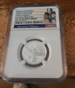 2022 s silver Maya Angelou quarter NGC PF 70 Ultra Cameo Lim Ed silver proof set - Picture 1 of 2