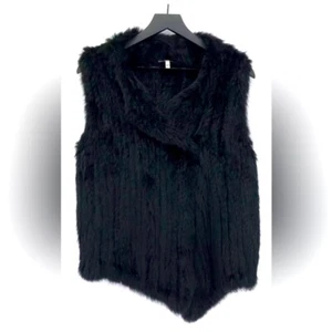 JOIE Andoni Rabbit Fur Vest Black S EUC Designer Luxury - Picture 1 of 8
