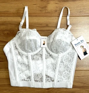 Beauty Bra 34B White New NWT Corset Bustier Bra #7002 Boned Lace - Picture 1 of 6