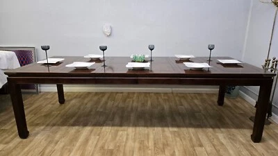 Mesa de comedor Henredon Hollywood Regency Chinoiserie extensión latón caoba Foto 1 de 4