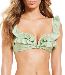 Chelsea & Violet Sage Ruffle Bralette Bikini Swimsuit Top Size XS New - Picture 1 of 2