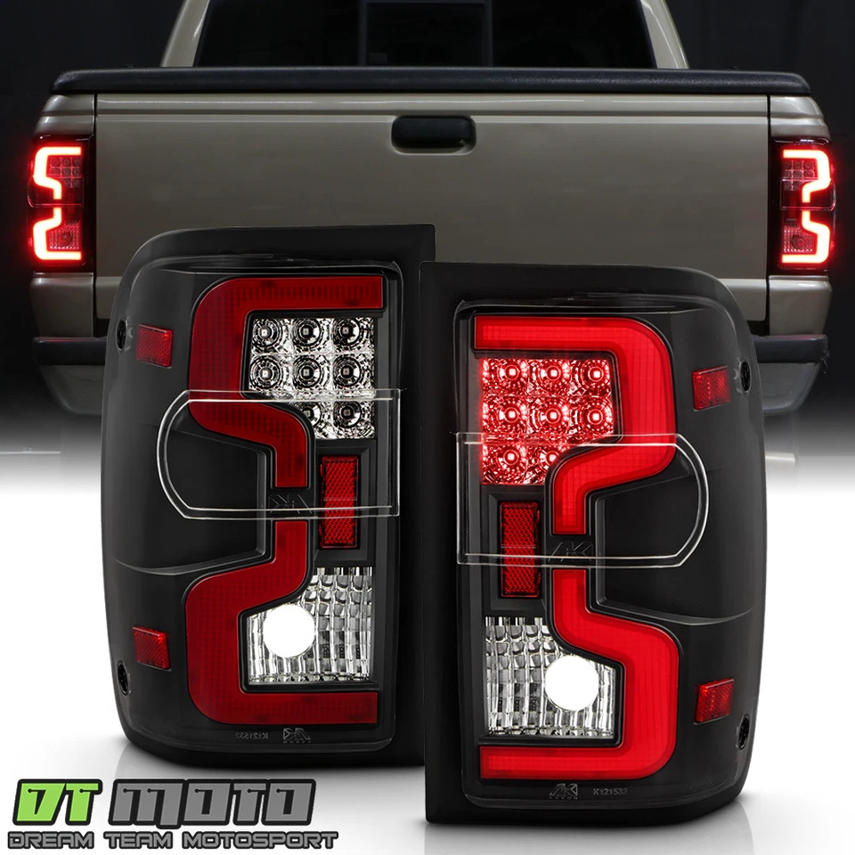 Par de luces traseras de tubo LED negras izquierda+derecha para Ford Ranger 2001-2011 Foto 1 de 4
