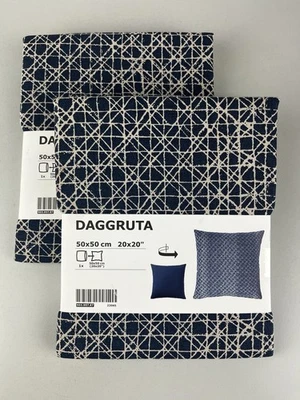 IKEA DAGGRUTA Square 20x20 Pillow Covers Blue/Beige 503.957.87 Set of 2 - Image 1 of 4