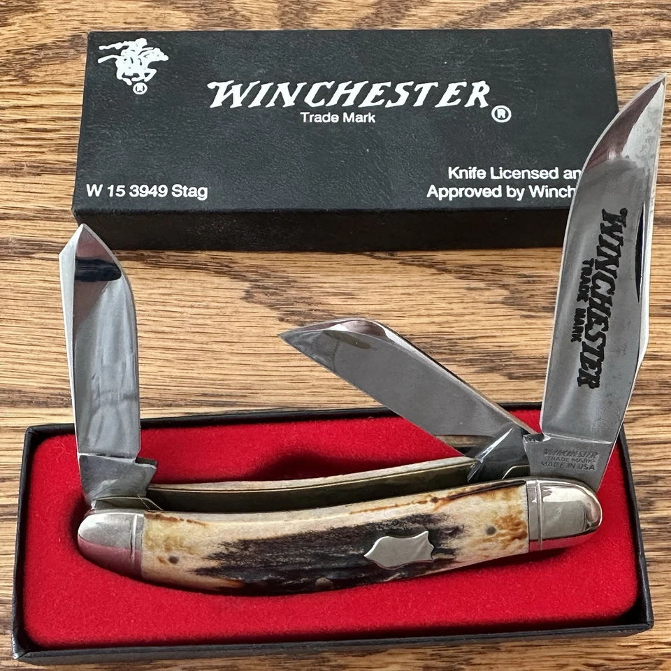 Winchester Yellow Boy Sowbelly Stockman W15 3949 3 hojas hueso amarillo con caja Foto 1 de 1