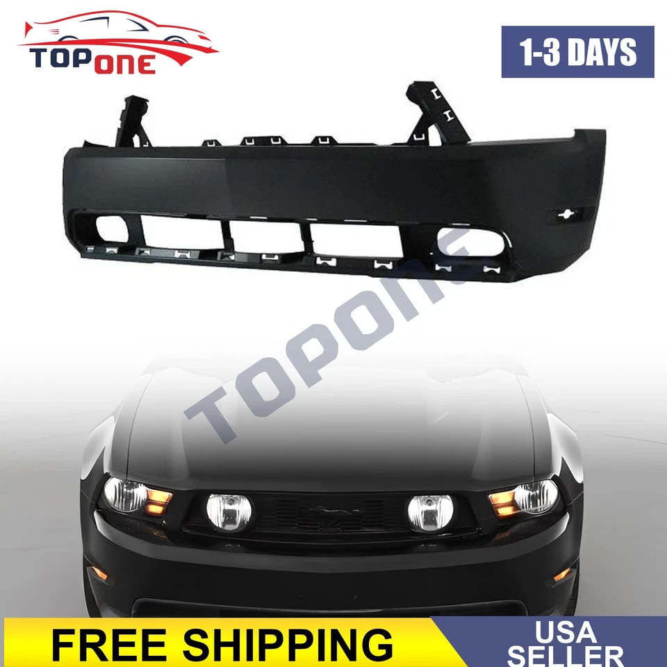 Primed Front Bumper Cover W/ Fog Lamp Holes For 2010-2012 Ford Mustang GT V8 Foto 1 de 4