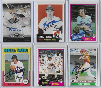 Lote de 6 Doerr Don Sutton Frank Thomas Parrish Art Howe Topps firmados a mano Foto 1 de 2