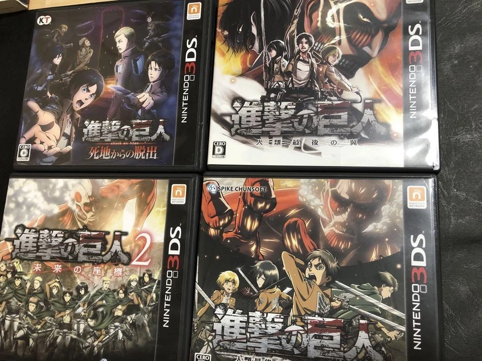 Attack On Titan 1 2 CHAIN escape from the dead 4set Nintendo 3DS Japanese Tested - Image 1 of 4