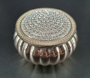 Vintage Rhinestone Encrusted Silver plated Trinket Box - Picture 1 of 6