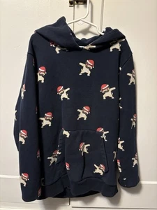 Denim & Flower Boys Hoodie - Dabbing Pug Christmas Hat - Navy - Size 11/12 - Picture 1 of 4