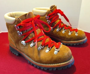 Vintage Rocky Boots Mens 8.5 Mountaineering Brown Leather USA Hiking Work Vibram - Picture 1 of 19