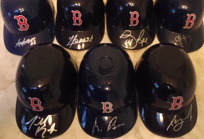 8 - BOSTON RED SOX  Mini-Helmets      7 signed        circa 2009 - 2017 - Image 1 of 3