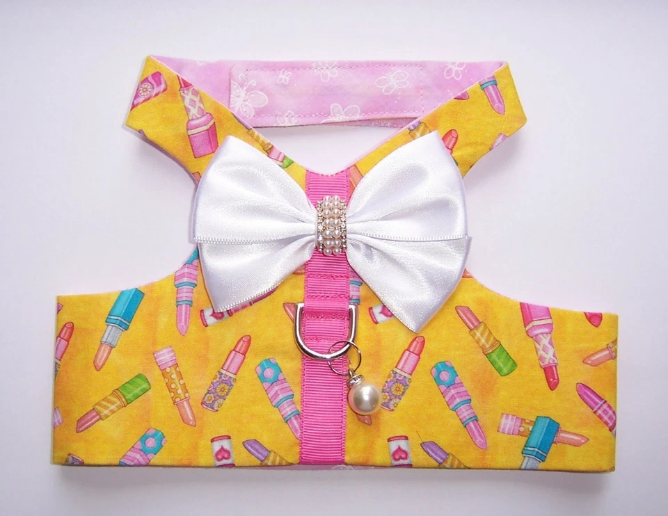 Arnés de moda personalizado para perro cachorro mascota amarillo femenino, arco, adorno elegante con encanto Foto 1 de 1