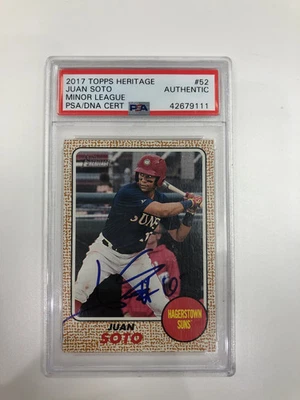 2017 Topps Heritage Minor League Juan Soto #52 PSA Authentic Auto - Image 1 of 2