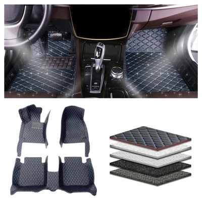 car floor mats for 2018 Mitsubishi Mirage g4 Black blue + foot pads with pockets - Imagem 1 de 4