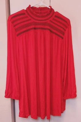 Túnica Lane Bryant Cuello Calado Columpio Talla 18/20 Top Bordada Boho Fluida Elegante Foto 1 de 4