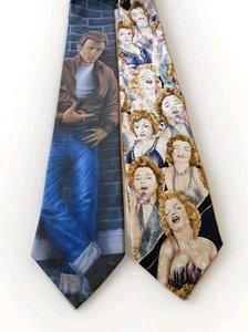 RALPH MARLIN Neck Tie JAMES DEAN - THE LEGEND And MARILYN Monroe 1993 Silk Vtg. - Bild 1 von 11