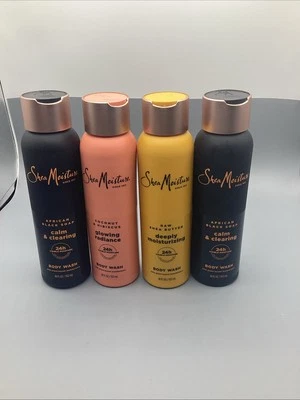 Jabón corporal de karité hidratante negro, brillante, aceite de coco e hibisco paquete de 18 oz-4 Foto 1 de 4