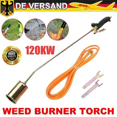 120KW Gasbrenner Dachbrenner Unkrautvernichter Brenner Abflammgerät m. Schlauch - Bild 1 von 4