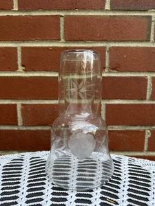 Vintage Tumble Up Carafe & Tumbler Bedside Water Clear Etched Glass Set - Picture 1 of 5