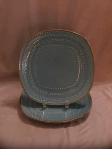 2 American Atelier Tallulah Stoneware Square Light Blue Salad Plates 8 1/2" Acr. - Picture 1 of 5