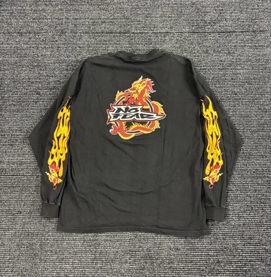 Camisa De Colección No Fear Hombres Grande Negra Manga Larga Crew Dragon Flames Y2K Años 90 Foto 1 de 4