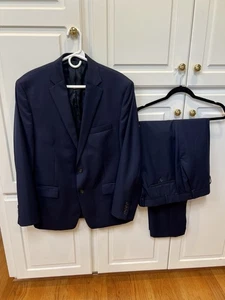 Ralph Lauren Black Label Wool Blend 2 Piece Suit Navy Blue Size 44R W38 L30 - Picture 1 of 16