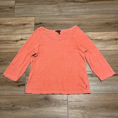 Oska Cotton Hemp Blend Top SZ 2 (8-10) 3/4 Sleeve Tee Lagenlook Pullover Coral - Image 1 of 4