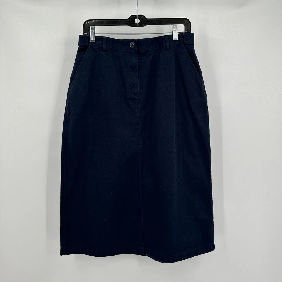 Falda LL Bean Mujer Talla 10 Azul Marino Midi Calce Original Clásica Minimalista Atemporal Foto 1 de 4