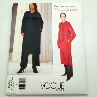 Donna Karan Vogue 2482 Pattern Designer Uncut Coat and Pants Misses 16 to 18 - Image 1 of 4