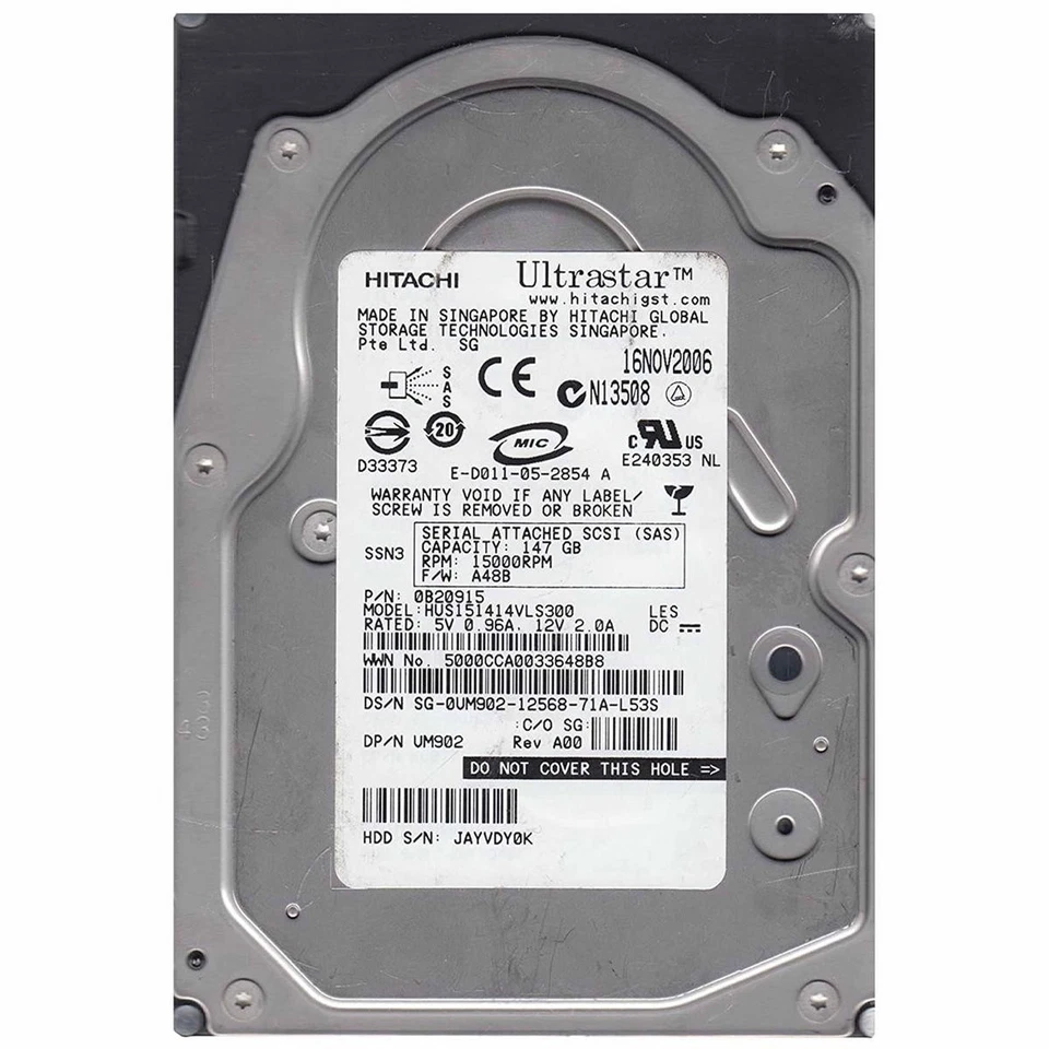 Hitachi Hus151414vls300 Hdd 3.5" Sas Hard Disk Server 146.8gb 15k Refurbished - Image 1 of 1