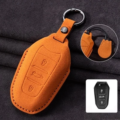 For Peugeot 308 508 2008 3008 5008 for Citroen Leather Key Fob Case Cover Holder Foto 1 de 4