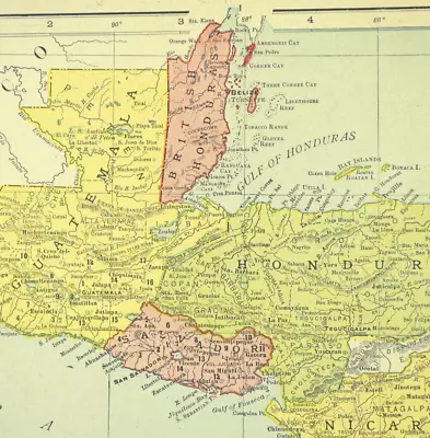 1914 Vintage CENTRAL AMERICA Map Original Antique Guatemala Panama Costa Rica • 22.05$