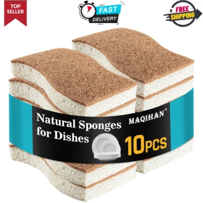 10 PIEZAS Esponjas Naturales para Platos - Esponjas Biodegradables, Esponjas Sin Arañazos Foto 1 de 4