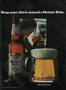 1973 Vintage MEISTER BRAU Draft Beer Breweriana anuncio impreso - Imagen 1 de 1